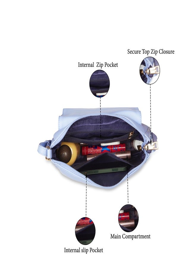 كابريس حقيبة كتف متوسطة الحجم من كابريس صوفيا للنساء بحزام قابل للتعديل | إغلاق بسحاب وزر مغناطيسي | حقيبة يد متعددة الاستخدامات للاستخدام اليومي والسفر والمناسبات الخاصة (أزرق فاتح) - Image 4